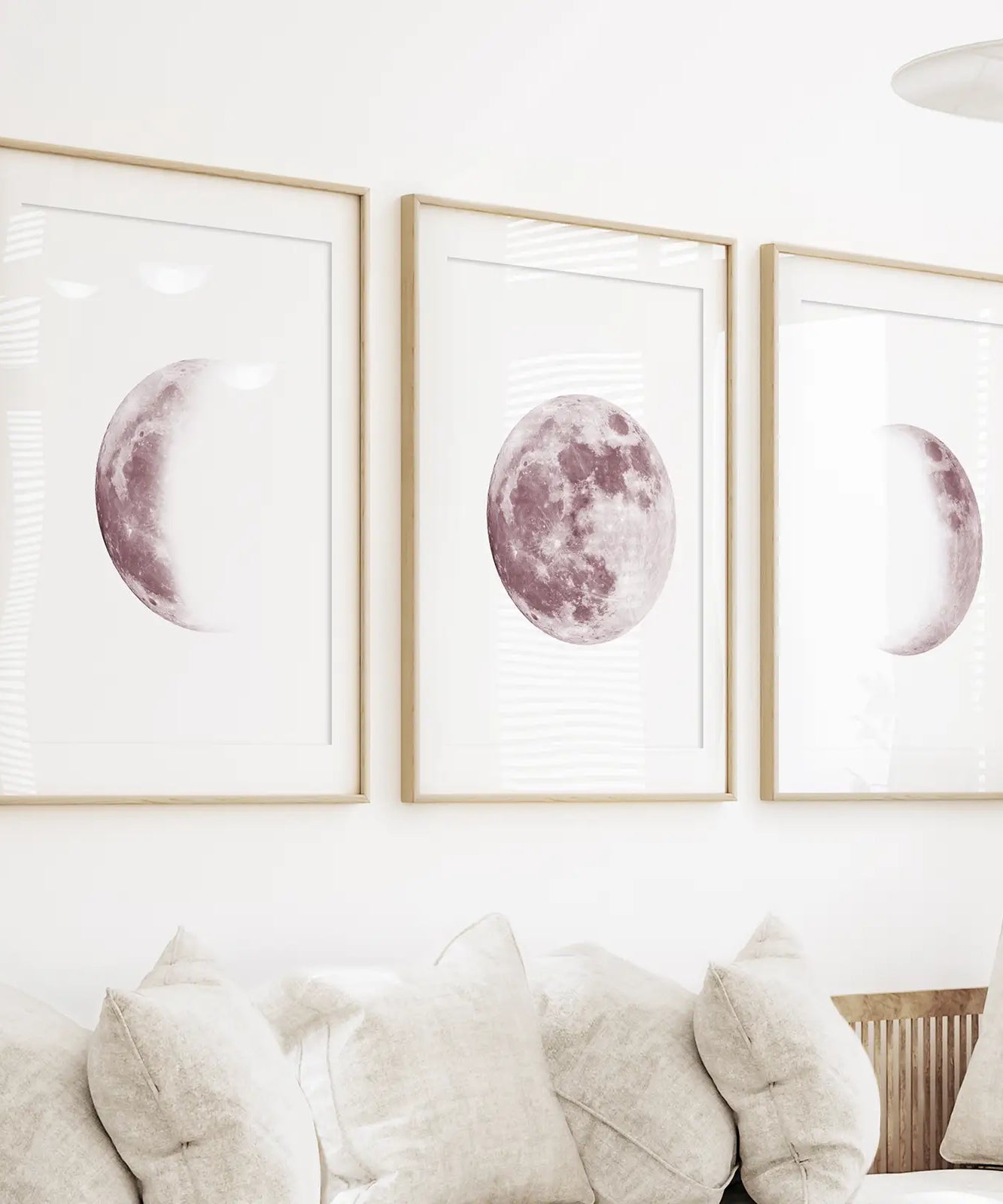 Moon Phases. Pink Wall Art Set for Girl's Nursery