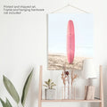 Pink Surfboard on a Sandy Beach Print. California Summer