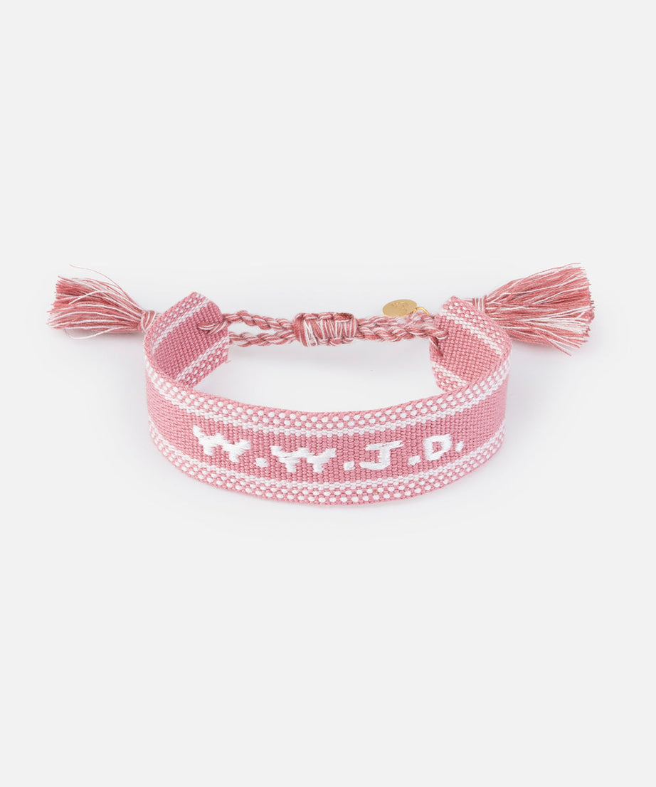Pink WWJD Embroidered Bracelet
