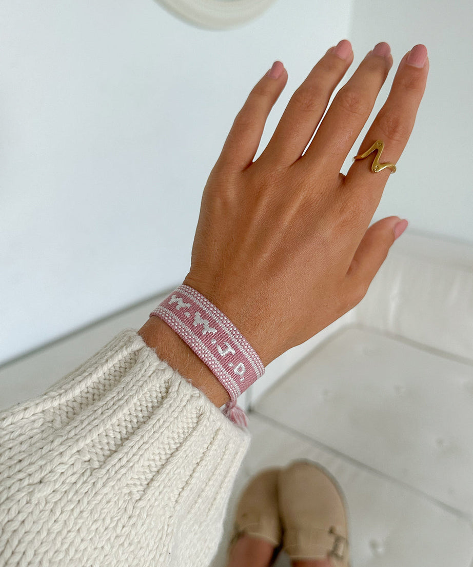 Pink WWJD Embroidered Bracelet