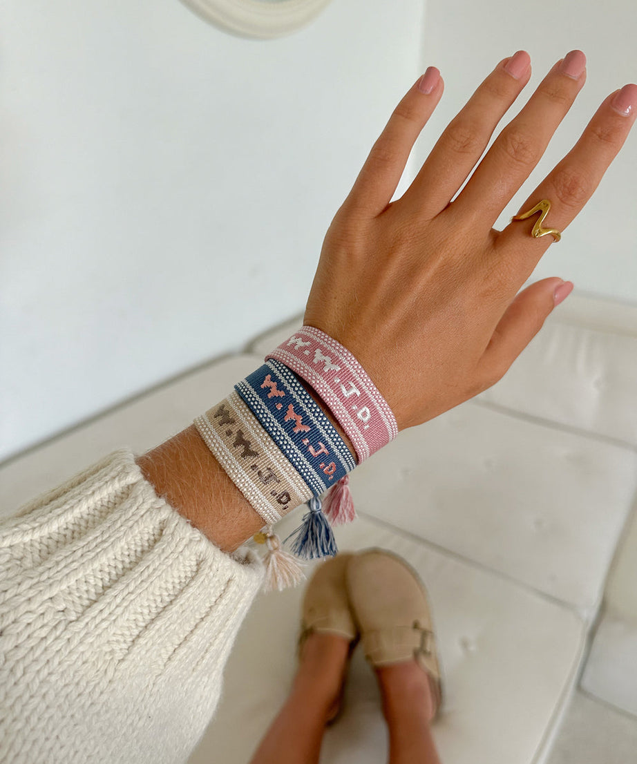 Pink WWJD Embroidered Bracelet