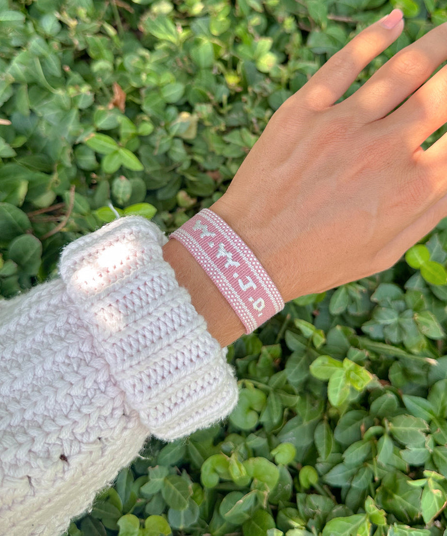Pink WWJD Embroidered Bracelet