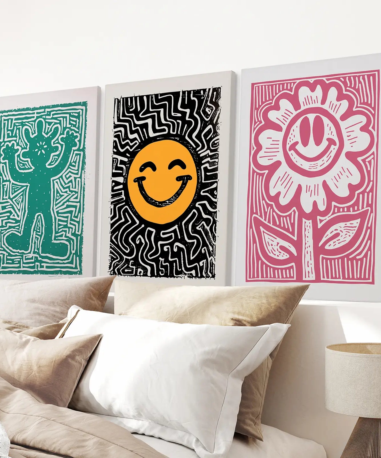 Ausgefallene Wandkunst. Hippes Poster. Trendiges Deko-Set