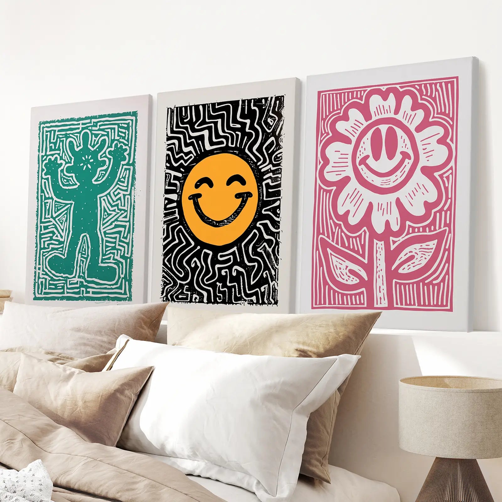 Ausgefallene Wandkunst. Hippes Poster. Trendiges Deko-Set