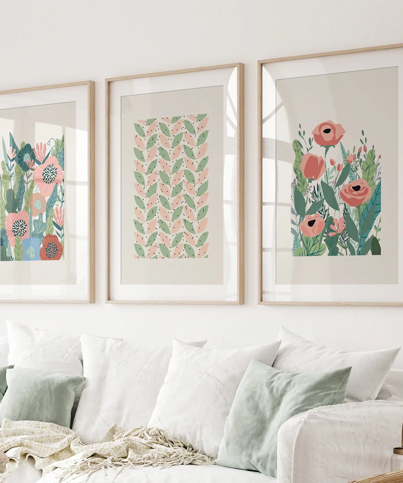 Botanische rosa Mohnblumen Wandkunst Poster Dekoration