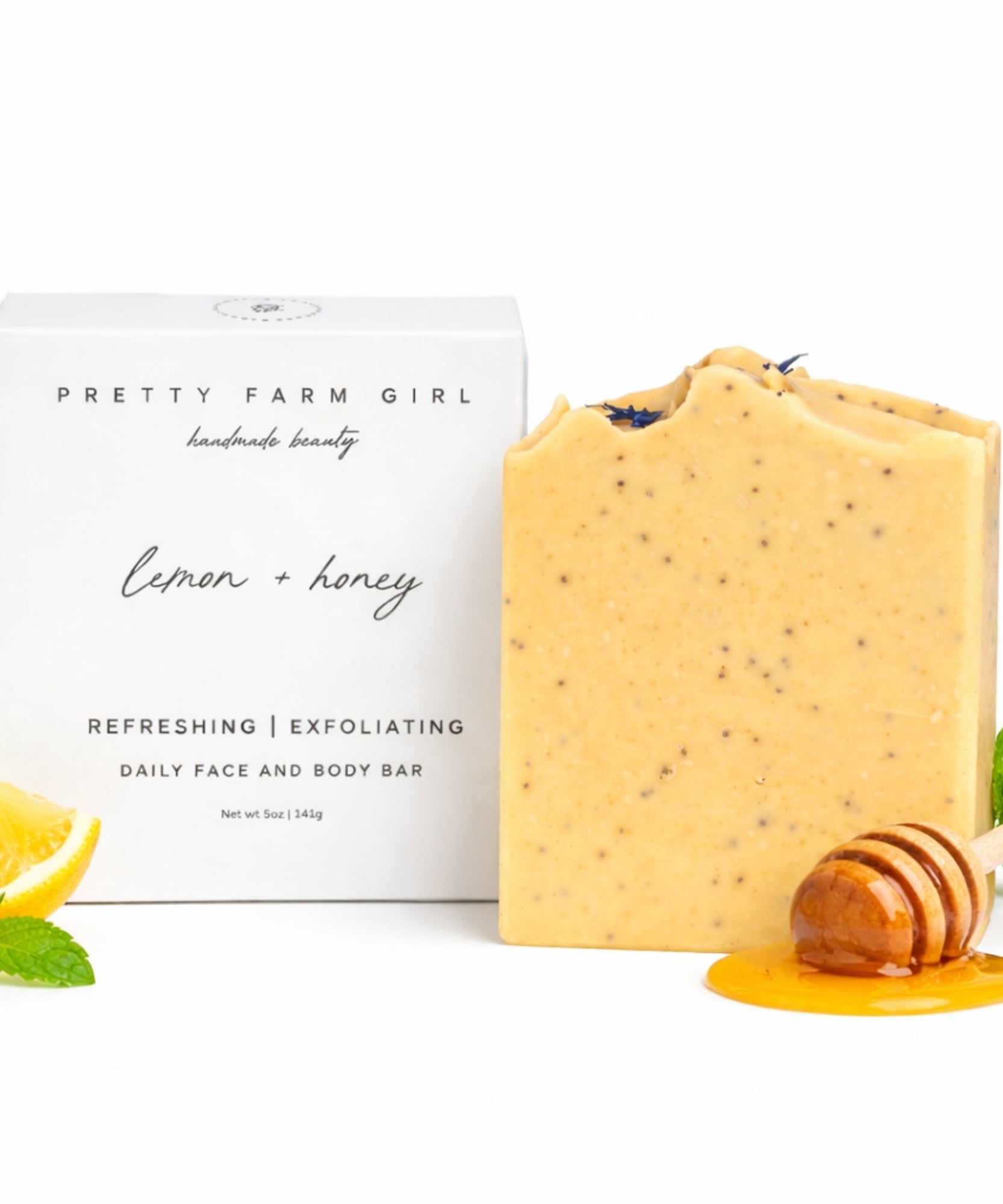 Lemon + Honey + Poppy Seed Handmade Tallow and Goat Milk Soap Bar