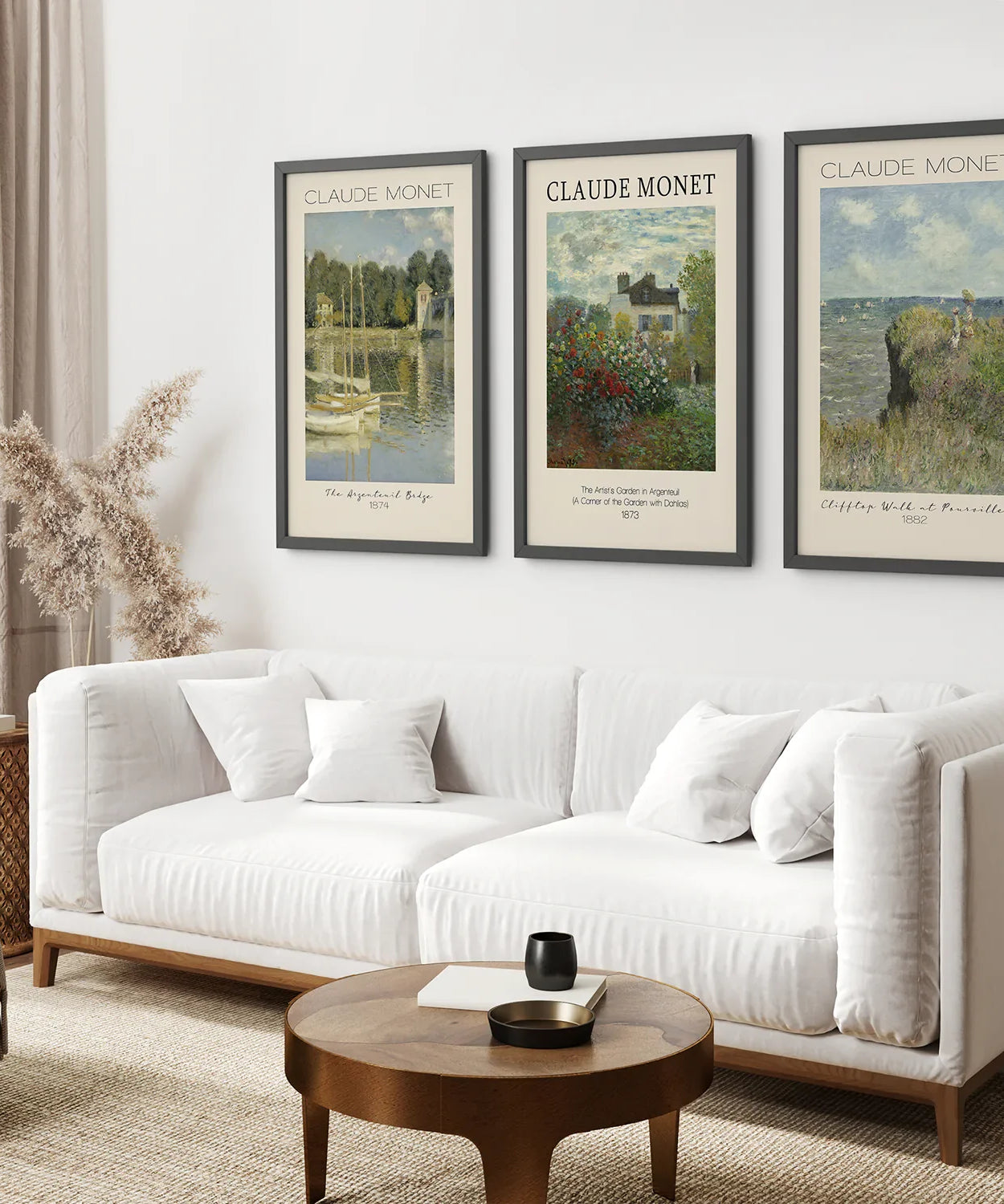 Claude Monet 3-teiliges Wandkunst-Set | Vintage Landschaftsdrucke