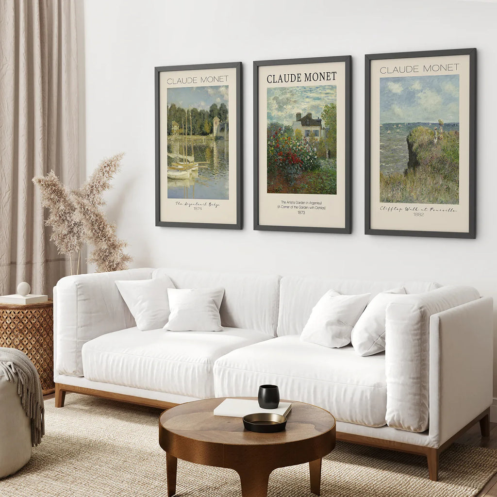 Claude Monet 3 Piece Wall Art Set | Vintage Landscape Prints