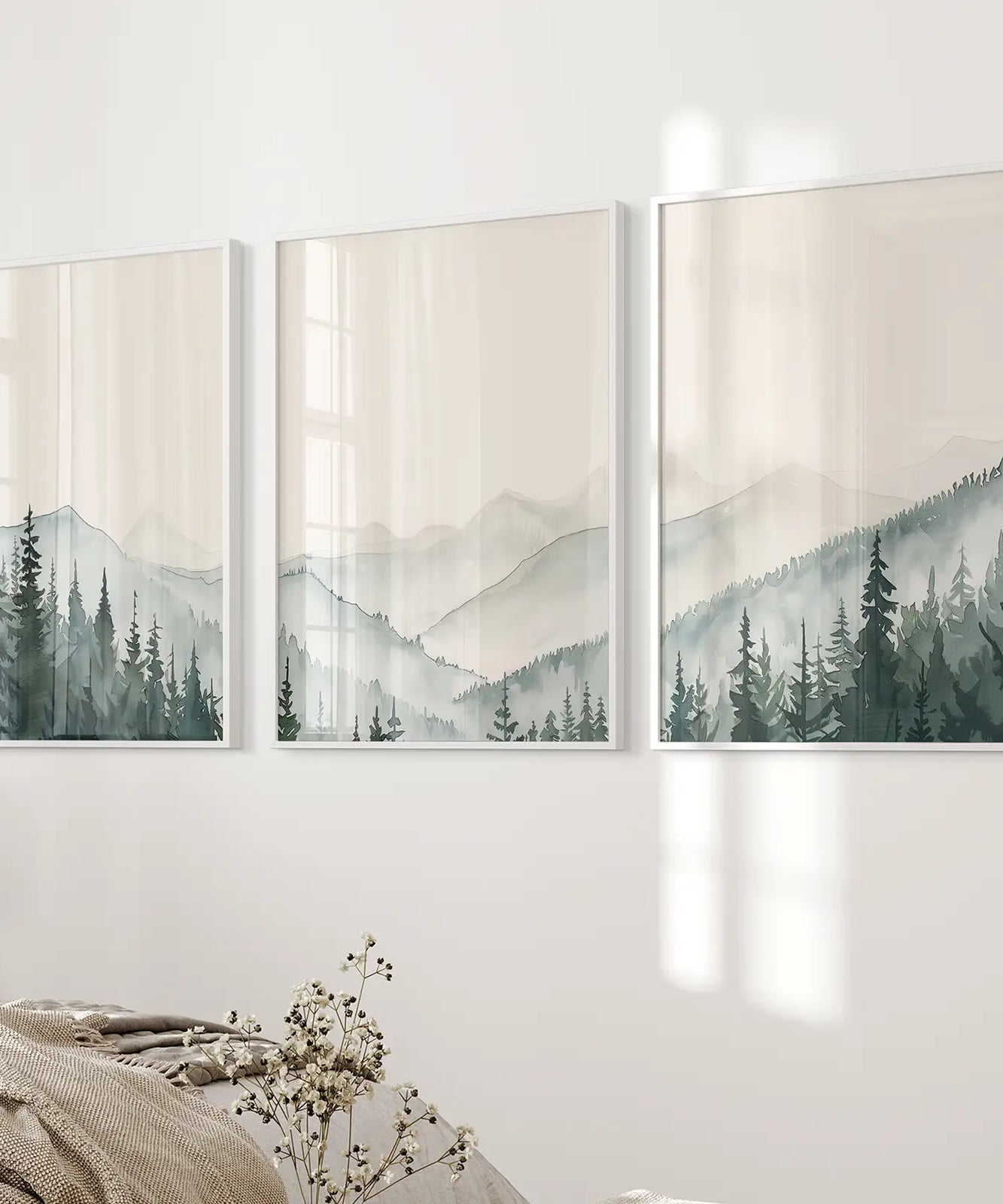 3er Set Berg-Wald-Dekorationsbilder Wandkunst