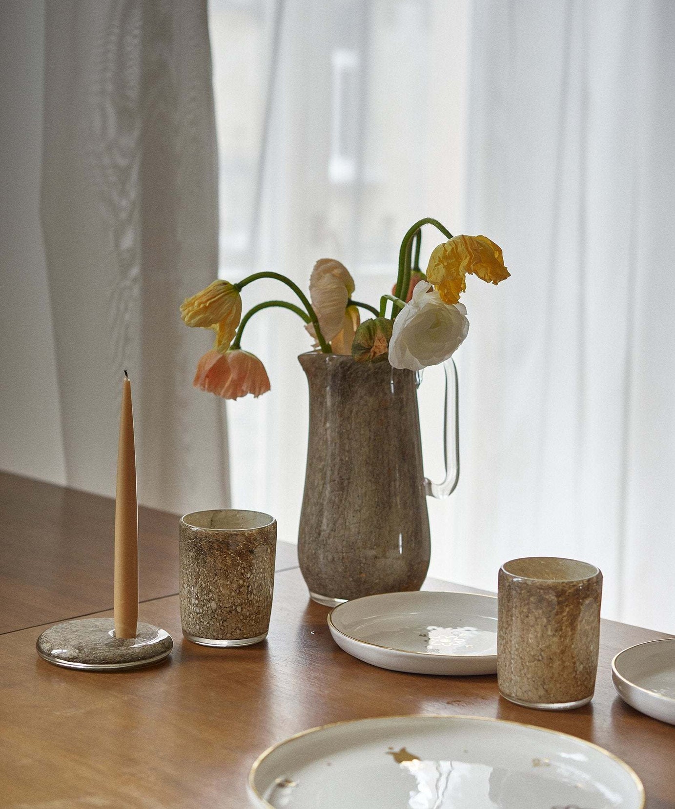 Mundgeblasene Glaskaraffe für Wasser, andere Getränke und Blumen