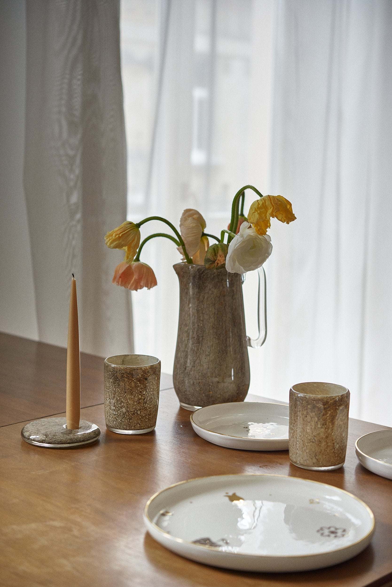 Mundgeblasene Glaskaraffe für Wasser, andere Getränke und Blumen