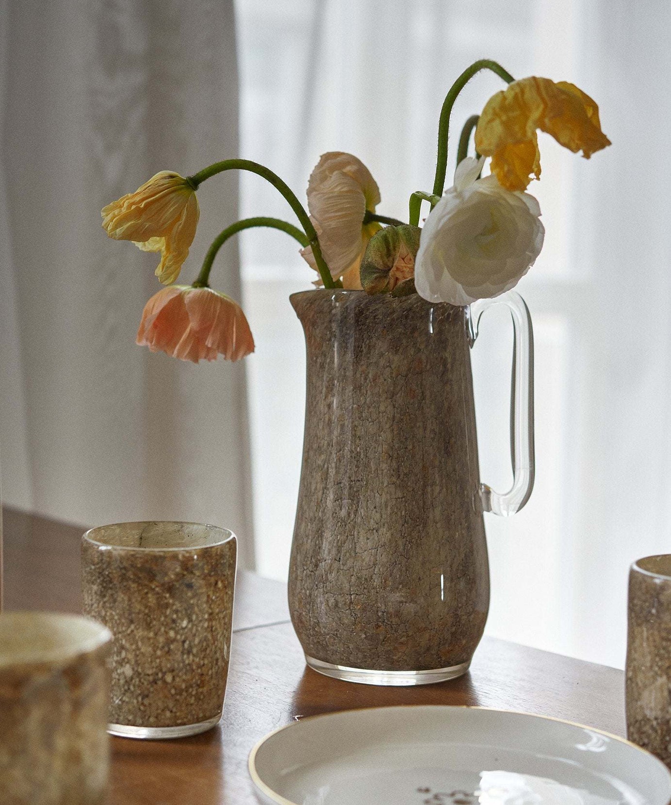 Mundgeblasene Glaskaraffe für Wasser, andere Getränke und Blumen