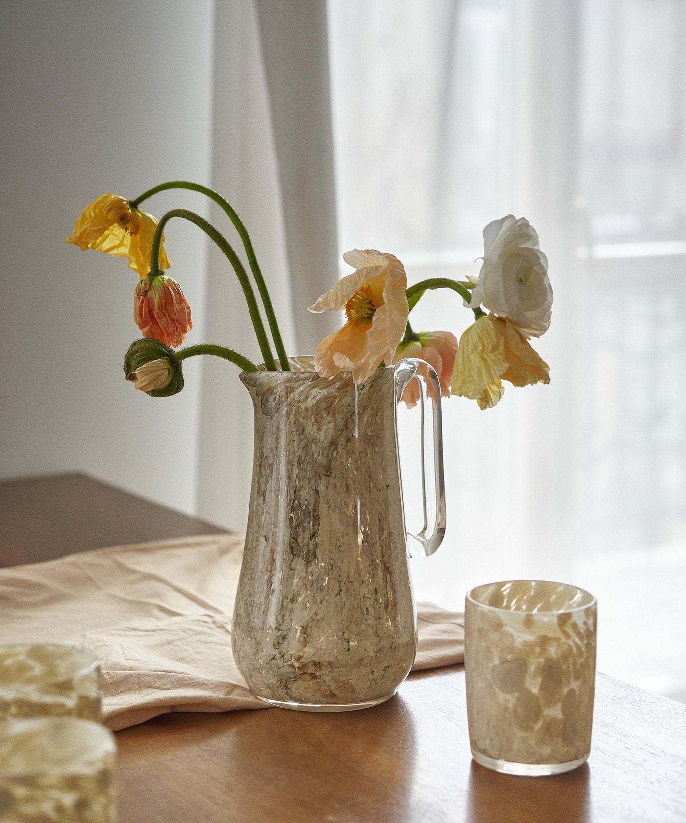 Mundgeblasene Glaskaraffe für Wasser, andere Getränke und Blumen