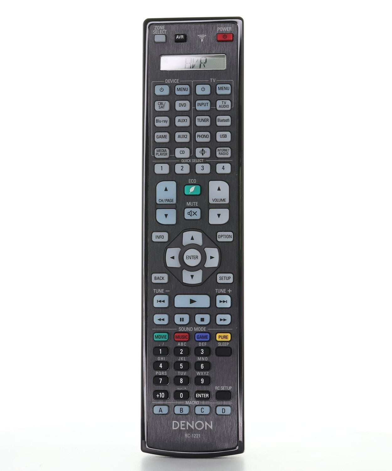 Denon RC-1221 A/V Receiver Remote Control | Motion-lit Backlight | AVRA110 - 30701025200AS