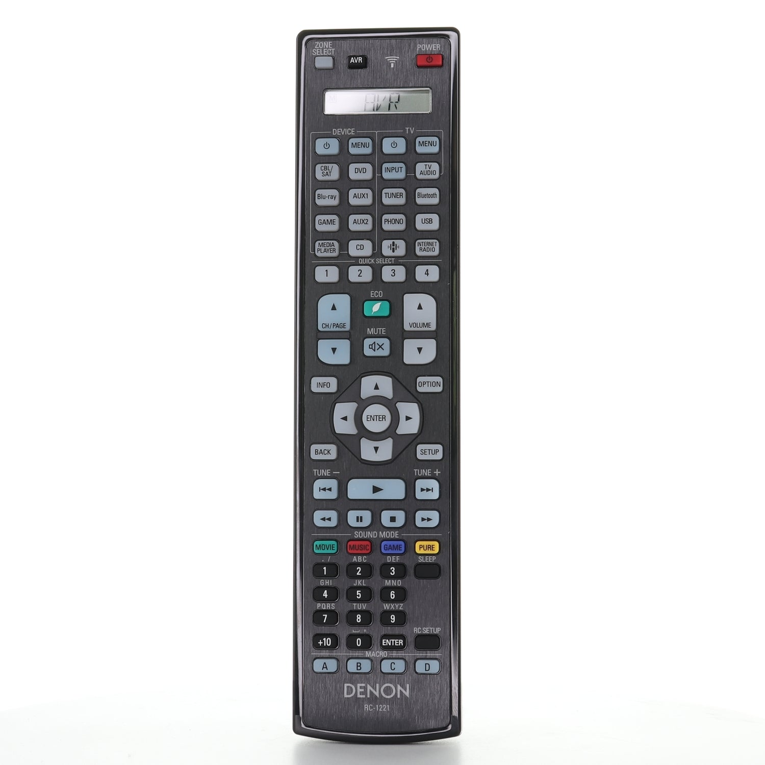 Denon RC-1221 A/V Receiver Remote Control | Motion-lit Backlight | AVRA110 - 30701025200AS