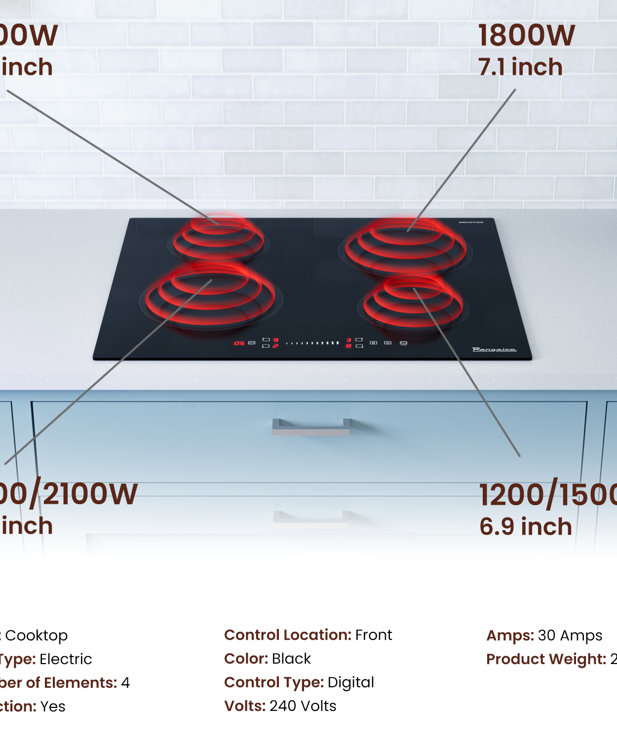 Rangaire 24" Induktionskochfeld 4 Kochzonen RCI241S