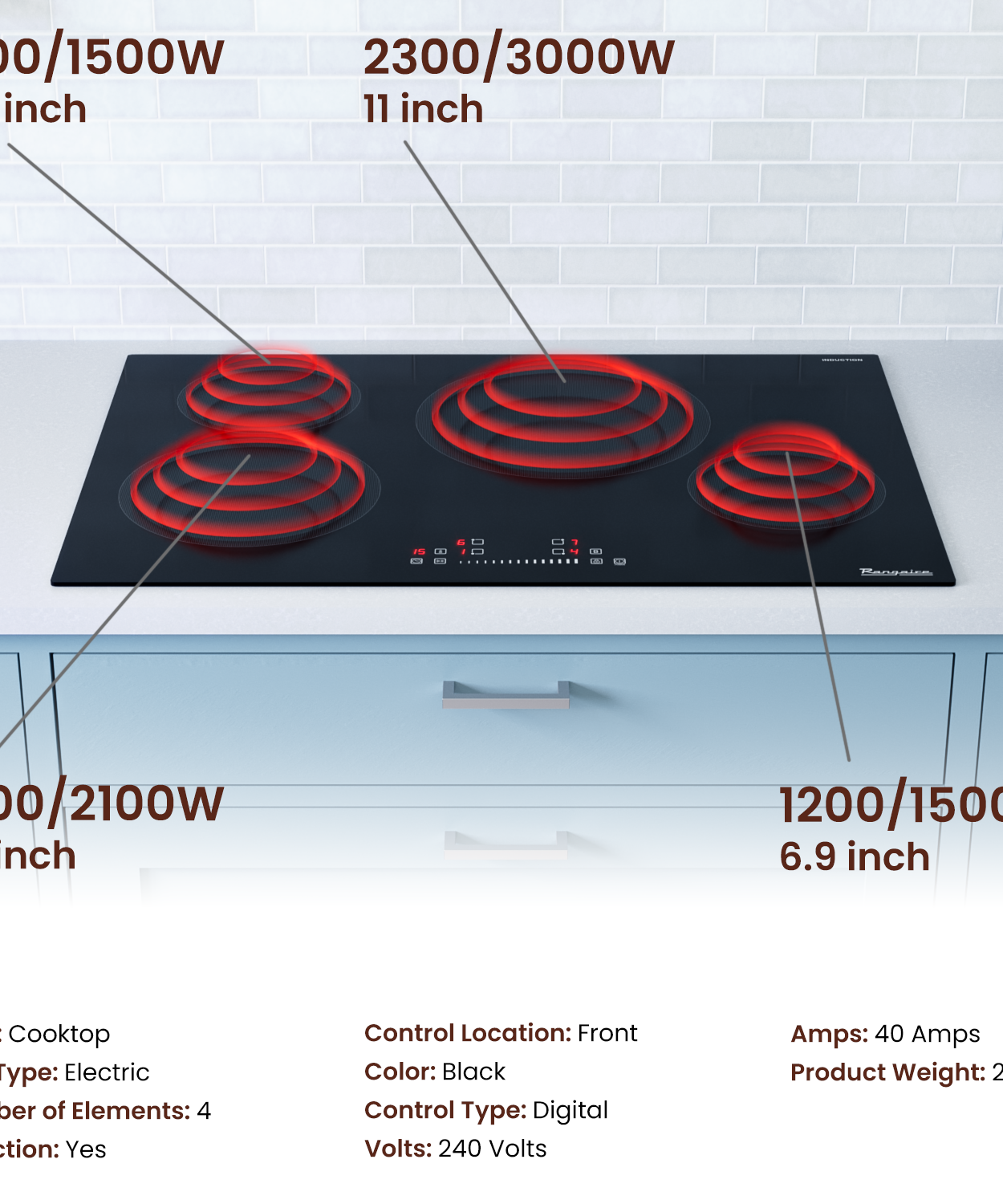 Rangaire 30" Induktionskochfeld 4 Kochzonen RCI301S
