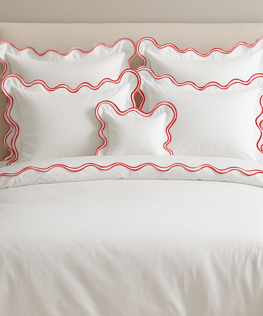 400TC Cotton Sateen Luxurious Double Scalloped Duvet Cover Set