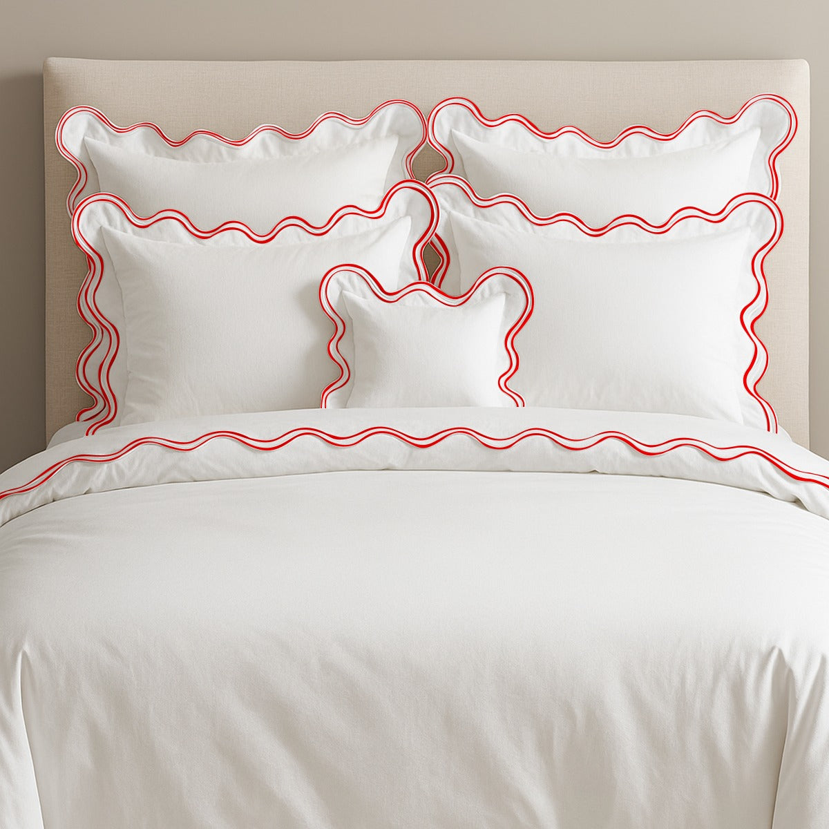 400TC Cotton Sateen Luxurious Double Scalloped Duvet Cover Set