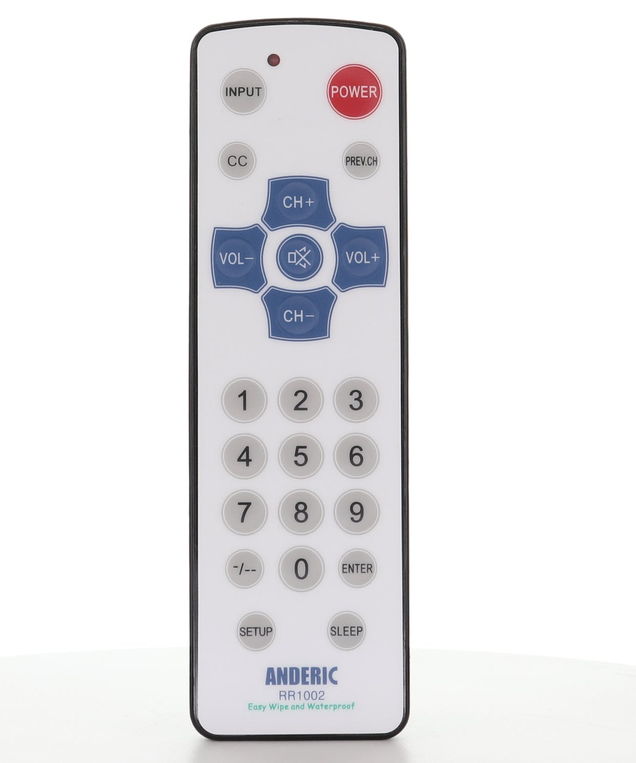 Anderic RR1002 Hospitality 1-Device Standard TV Universal Remote Control with Membrane Surface / Water Resistant