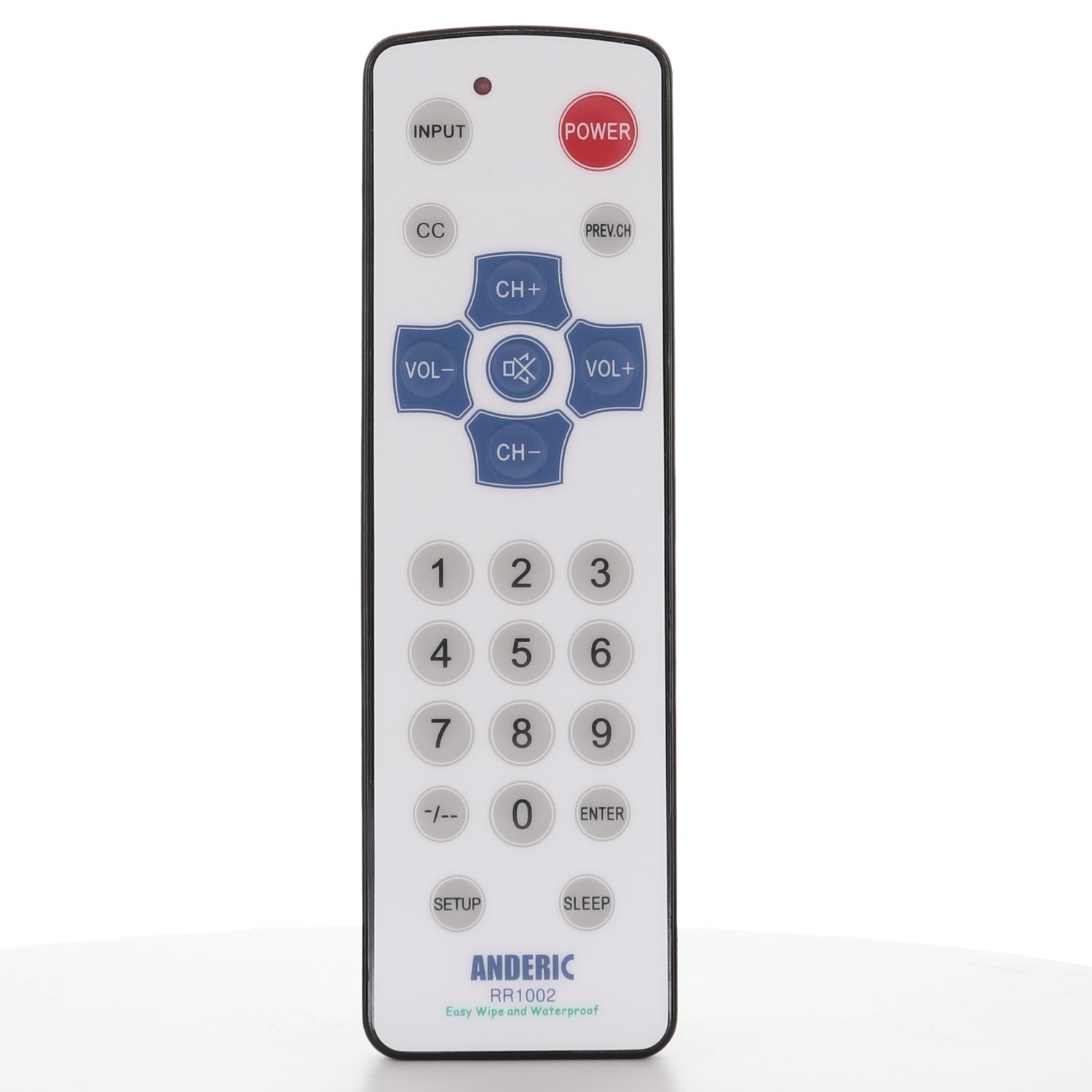Anderic RR1002 Hospitality 1-Device Standard TV Universal Remote Control with Membrane Surface / Water Resistant