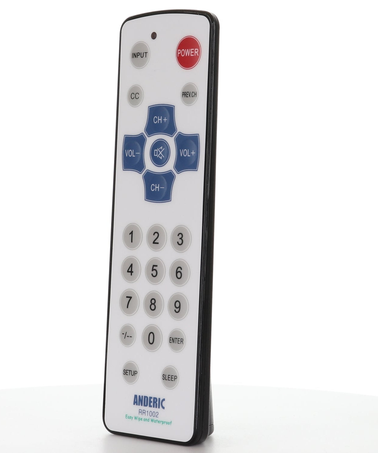 Anderic RR1002 Hospitality 1-Device Standard TV Universal Remote Control with Membrane Surface / Water Resistant