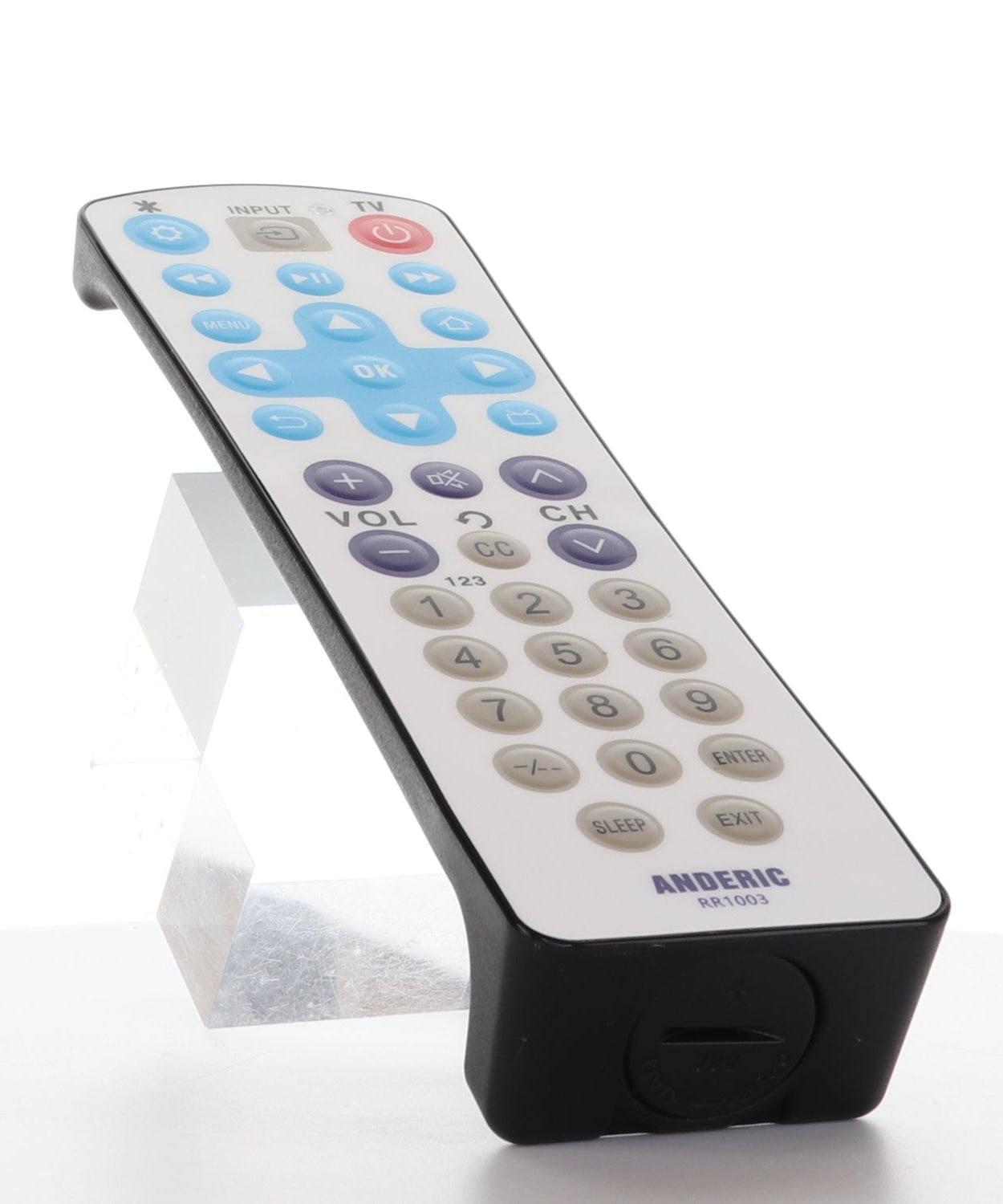 Anderic RR1003 Universal 1-Device Smart TV Remote Control with EzWipe Surface and Water Resistant