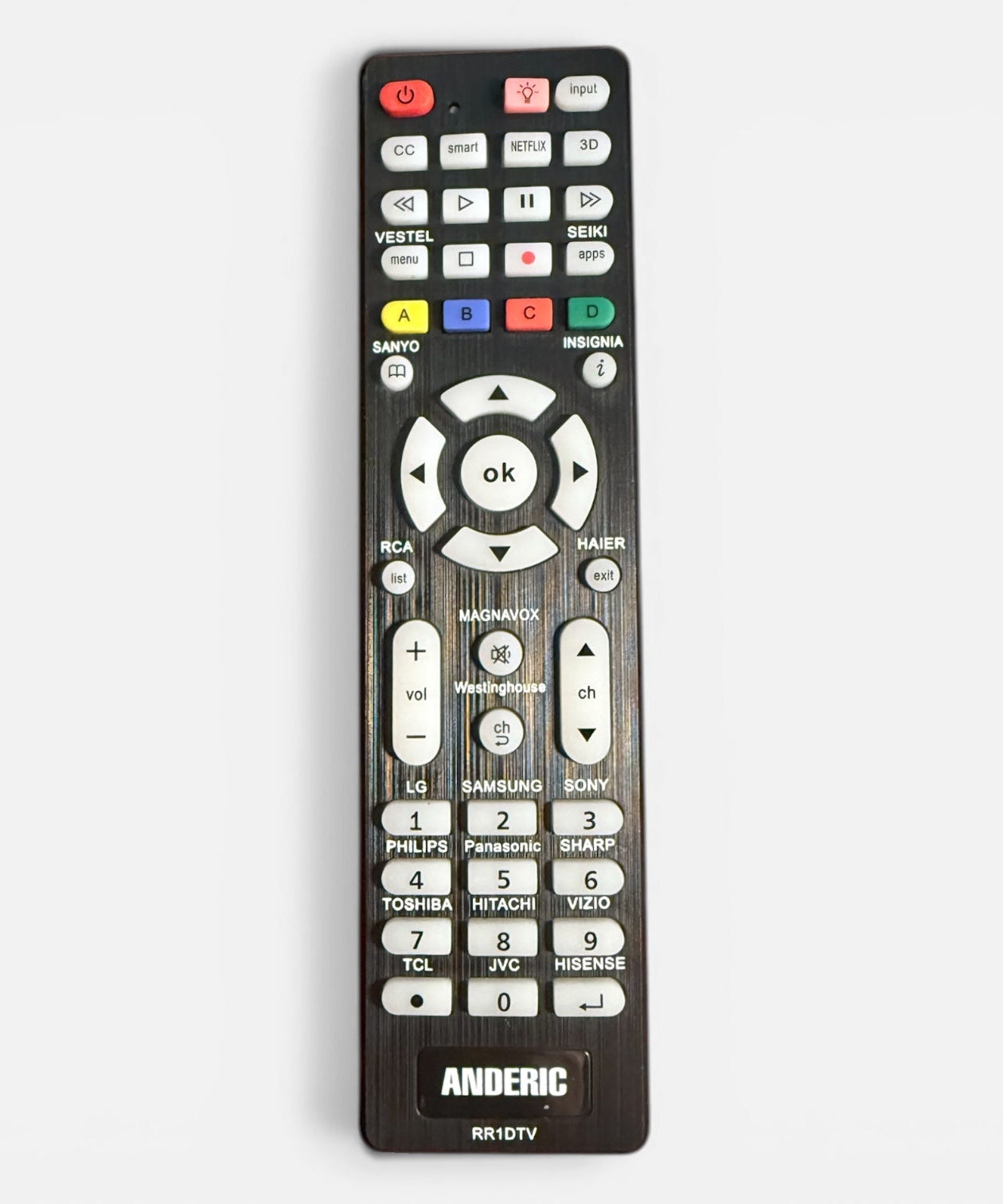 Anderic RR1DTV Universal Smart TV Remote Control with Backlight and Quick Programming for All Brands