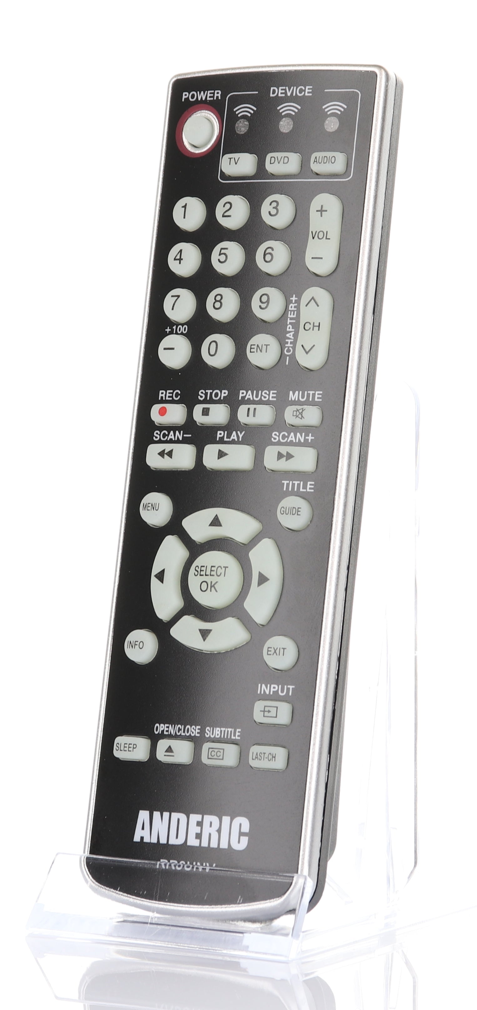 Anderic RR3UNV 3-Device Universal Remote Control for TV/DVD/VCR/Cable/Sat/Audio with Learning