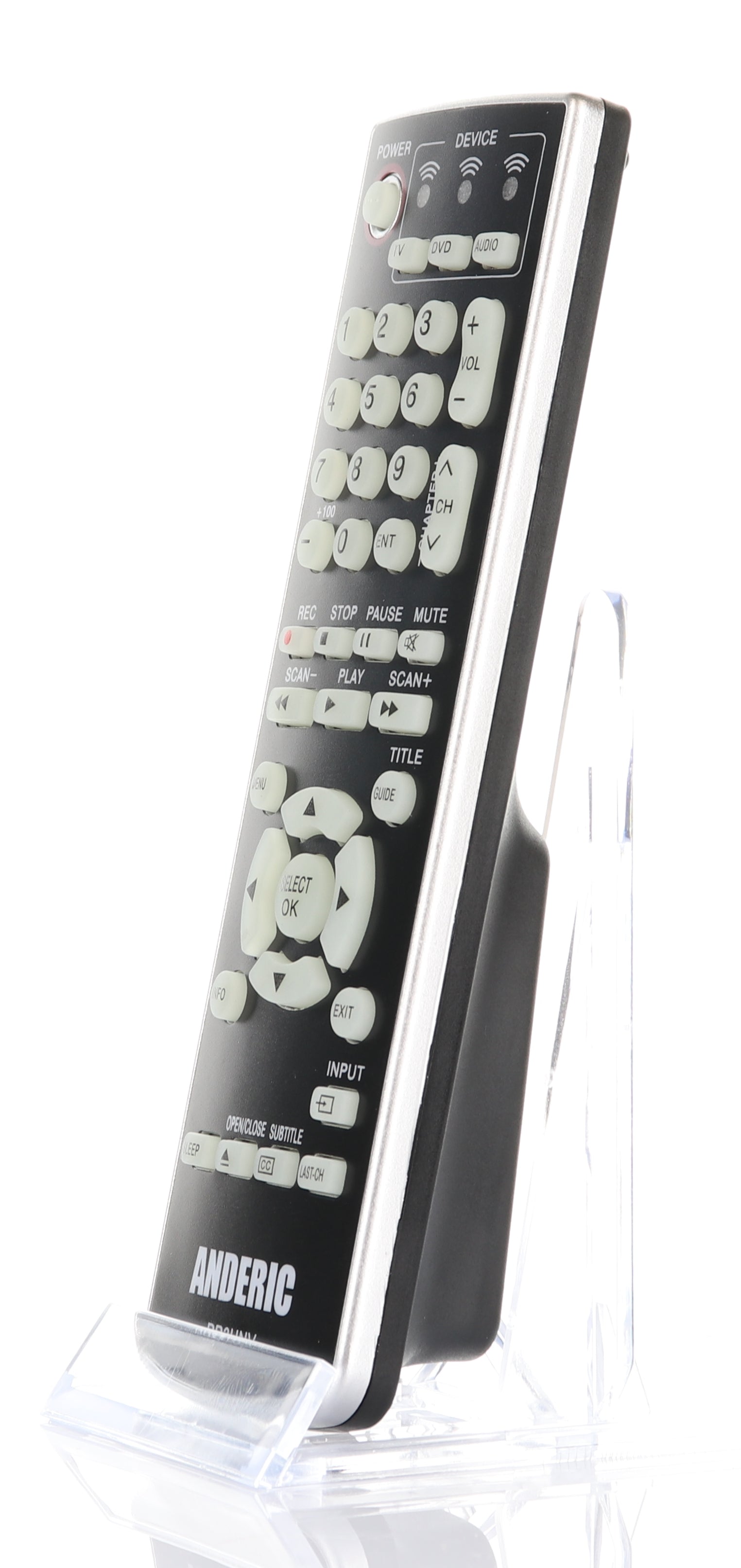 Anderic RR3UNV 3-Device Universal Remote Control for TV/DVD/VCR/Cable/Sat/Audio with Learning