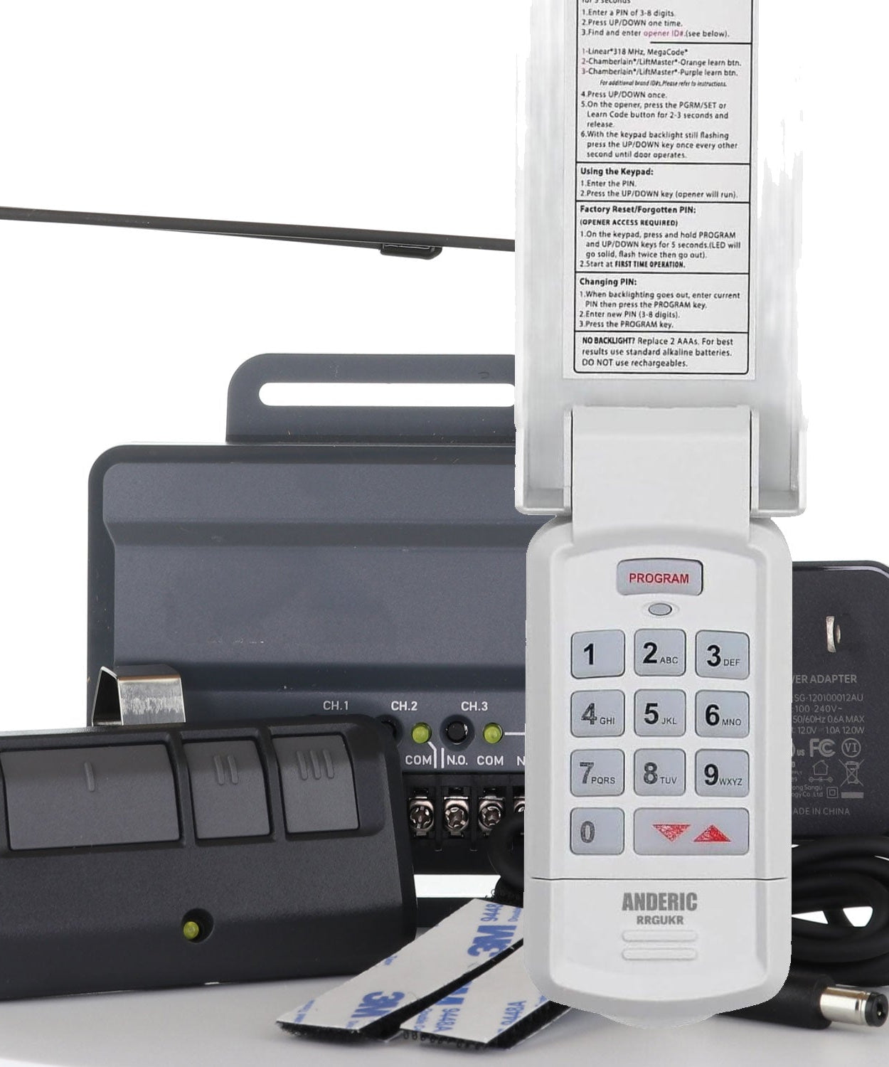 Anderic RR850LM Universal Garage Door & Gate Opener Conversion Add-on Kit with Keypad
