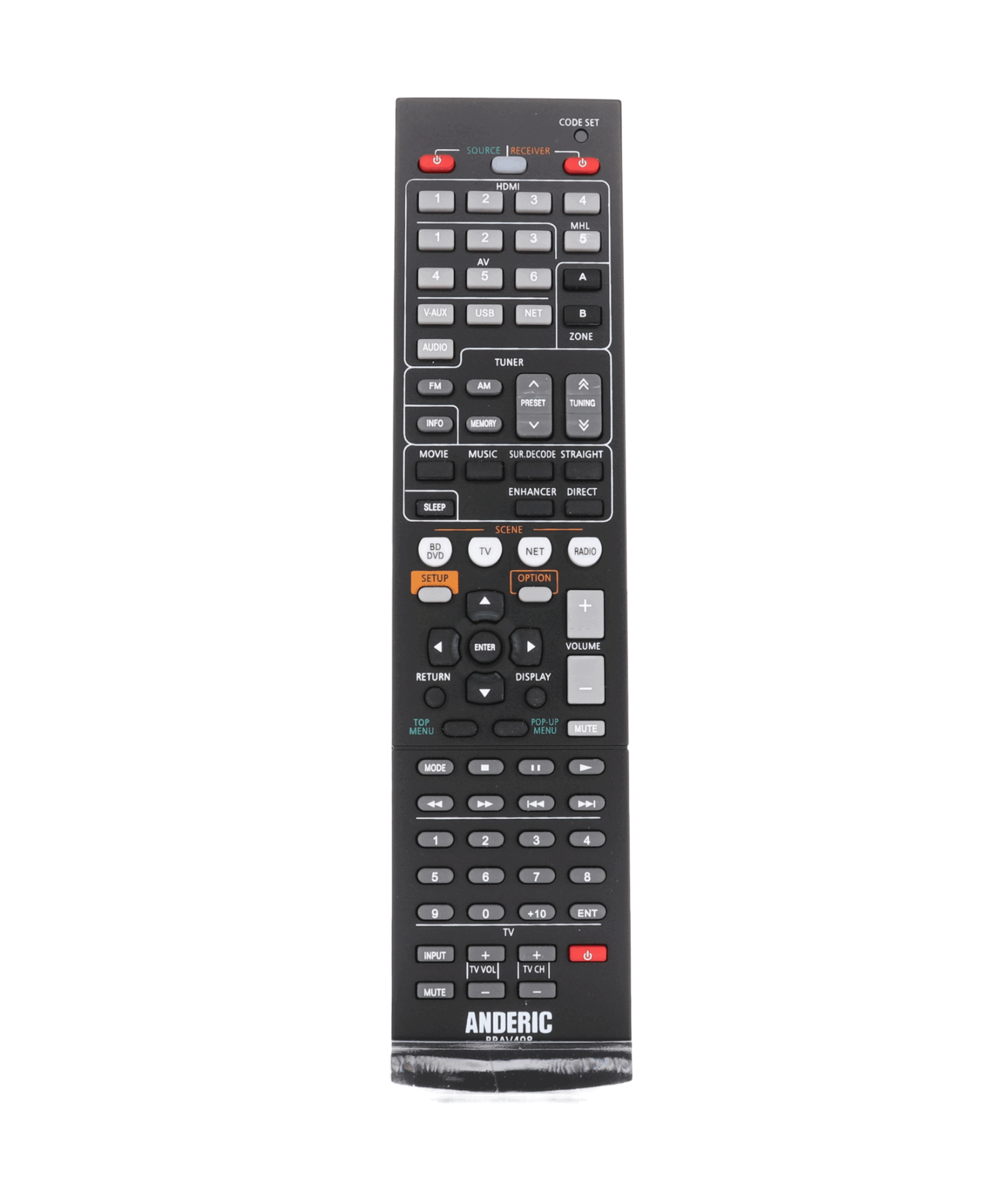 Anderic RRAV498 Replacement Receiver Remote Control for Yamaha RAV498 and Others