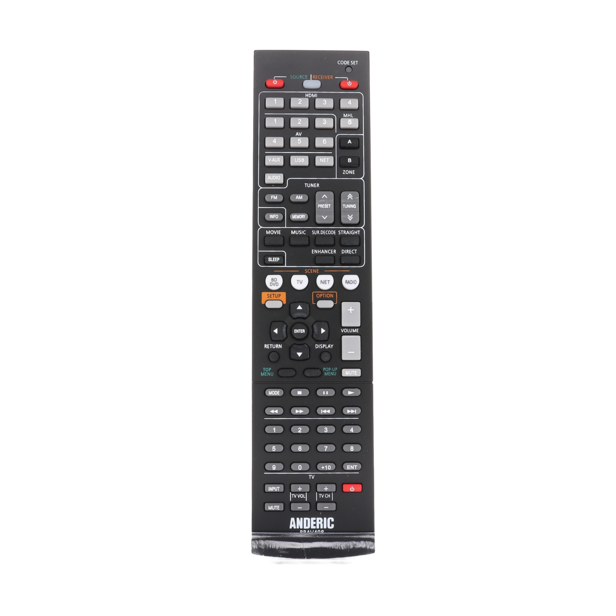 Anderic RRAV498 Replacement Receiver Remote Control for Yamaha RAV498 and Others