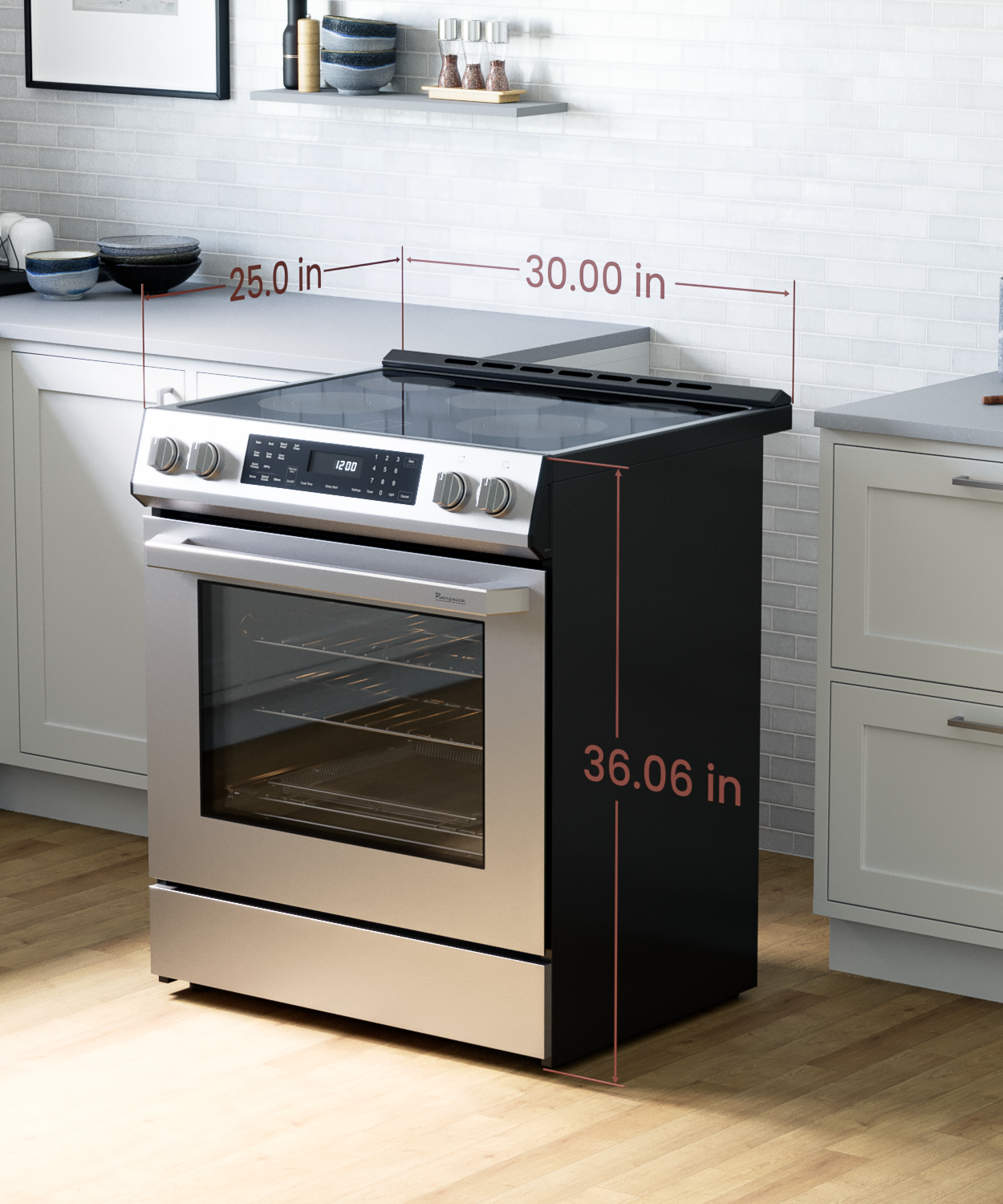 Rangaire 30" Elektroherd, selbstreinigend, Heißluftfritteuse, echte Konvektion, zum Einschieben, Edelstahl RRE303GS