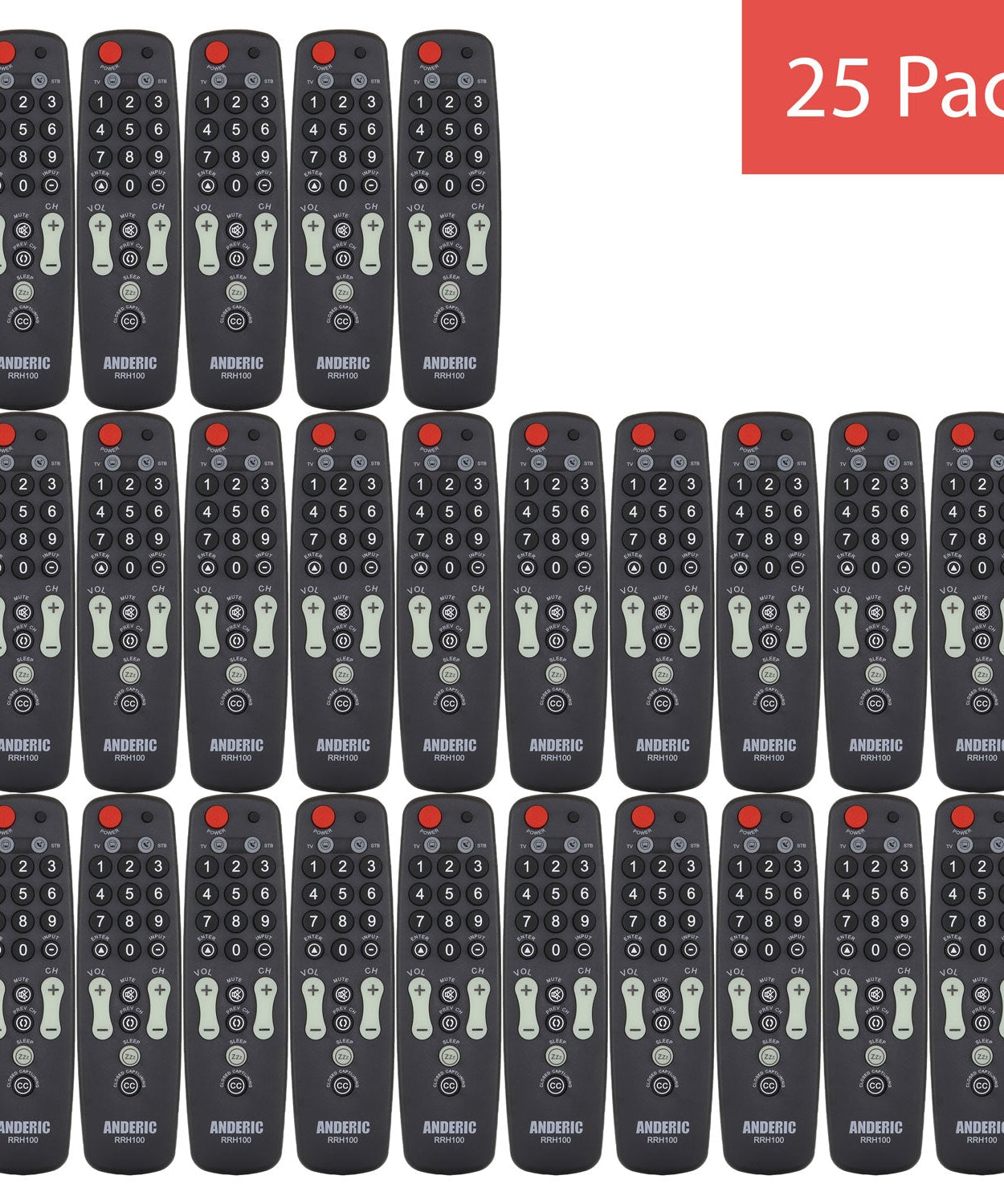 Anderic RRH100 2-Device Universal Remote Control for Hospitality TVs and Cable/Satellite/STB Boxes with Learning