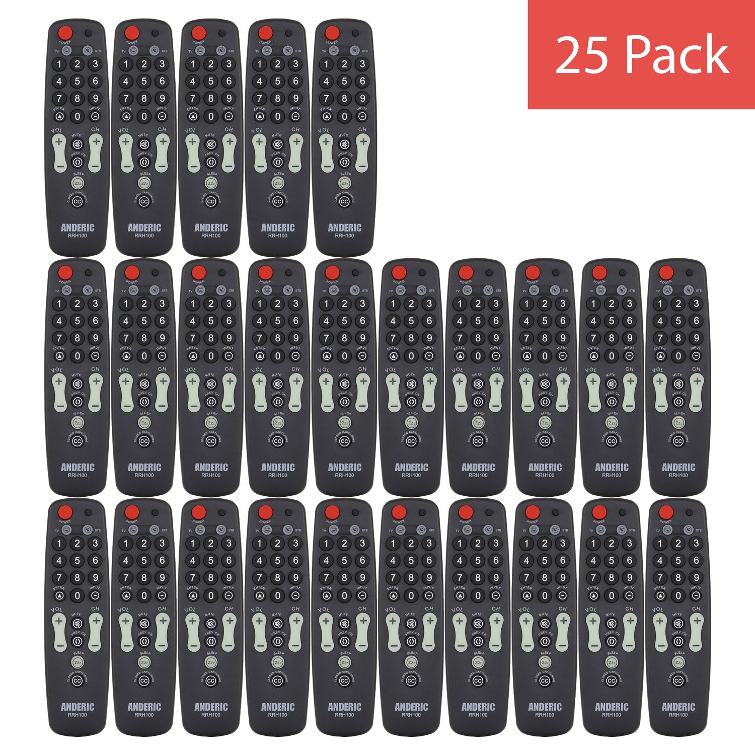 Anderic RRH100 2-Device Universal Remote Control for Hospitality TVs and Cable/Satellite/STB Boxes with Learning