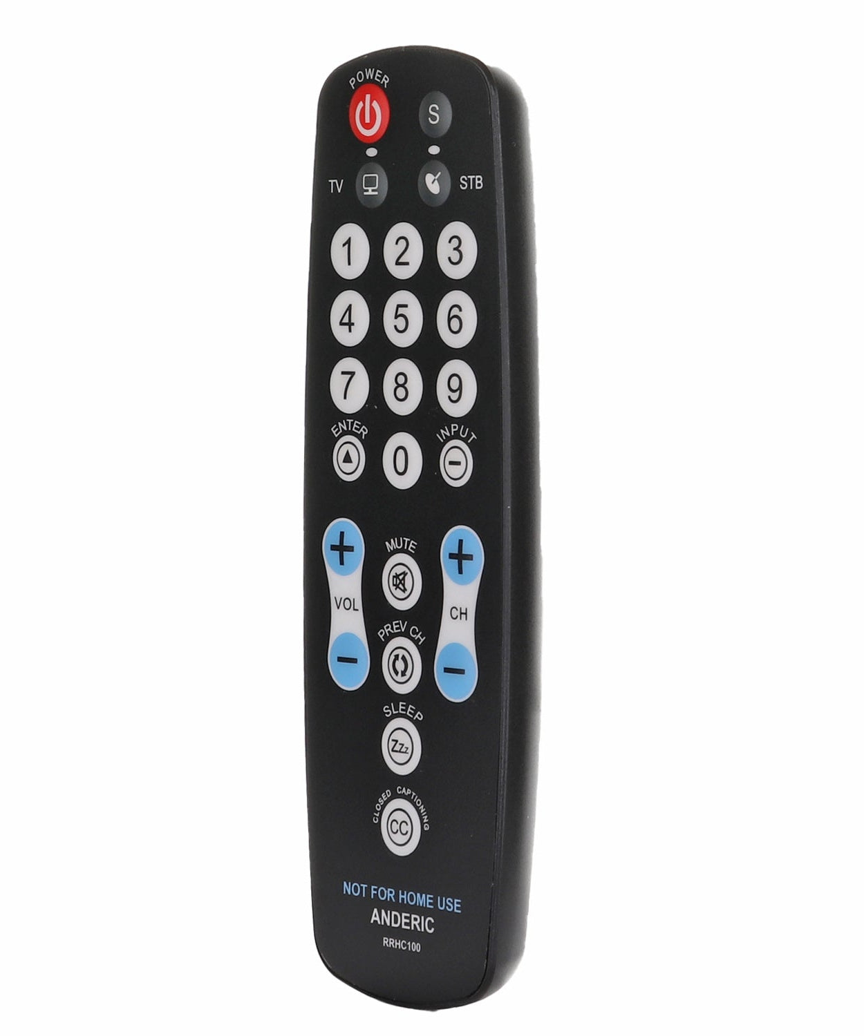 Anderic RRHC100 2-Device Universal Remote Control for Hospitality TV Cable Satellite STB with EzWipe Surface and Learning