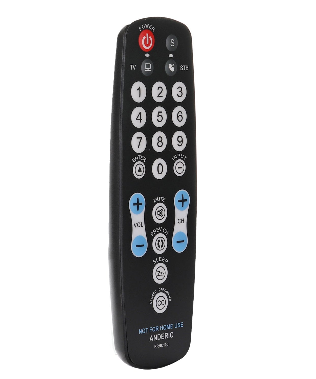 Anderic RRHC100 2-Device Universal Remote Control for Hospitality TV Cable Satellite STB with EzWipe Surface and Learning
