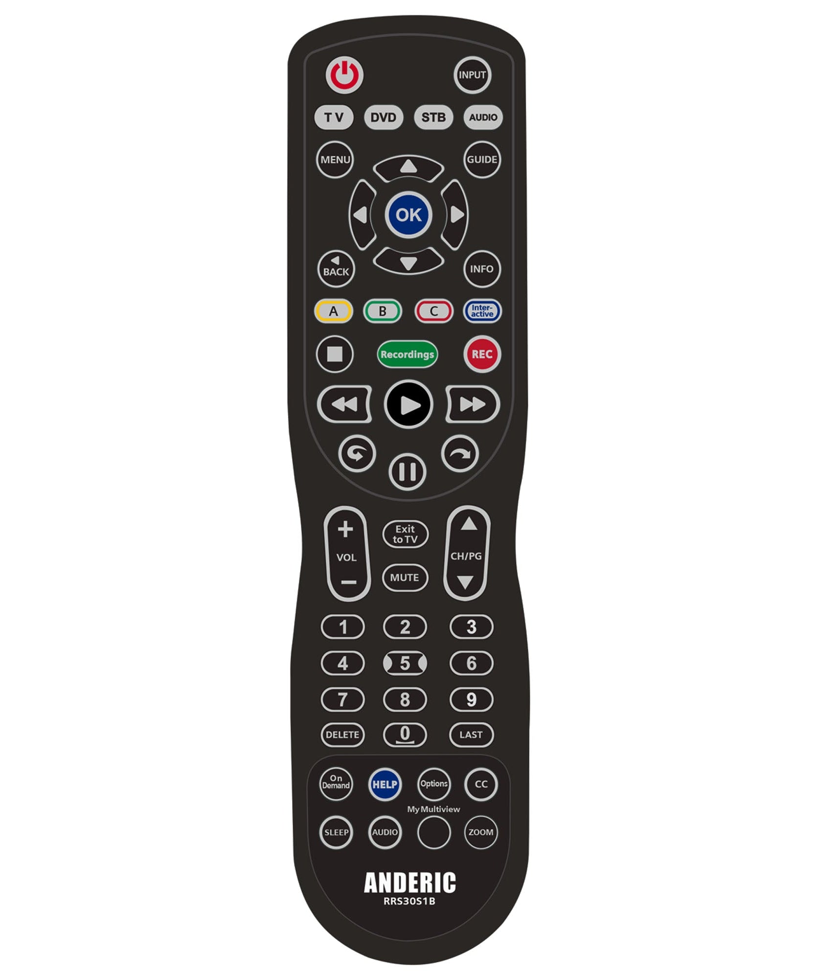Anderic RRS30S1B 4-device Universal Remote Control for AT&T U-VERSE Cable Set top boxes with Learning | S30-S1A, 5601BC0001R, S30-S1B