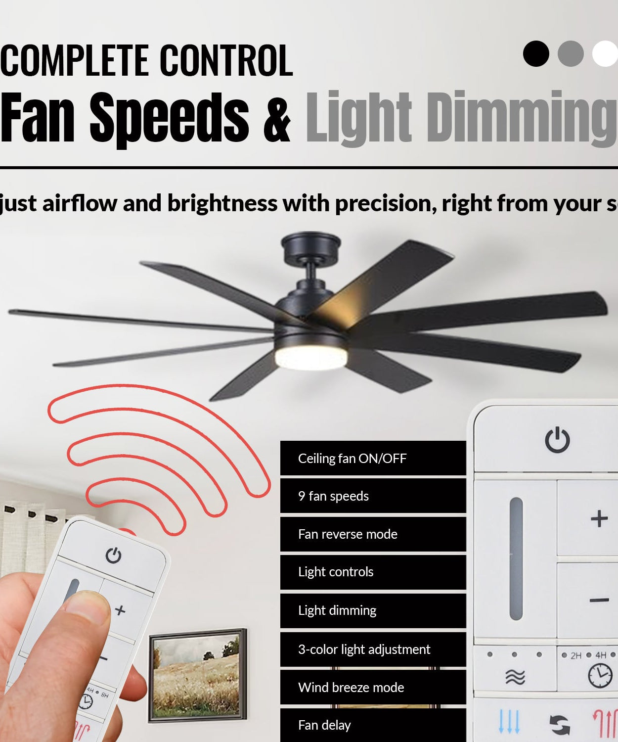 Anderic TR198B Replacement Ceiling Fan Remote Control for Home Decorators Collection 2AQZU-18012 / KUJCE10308 / TR198A / RRTR198B