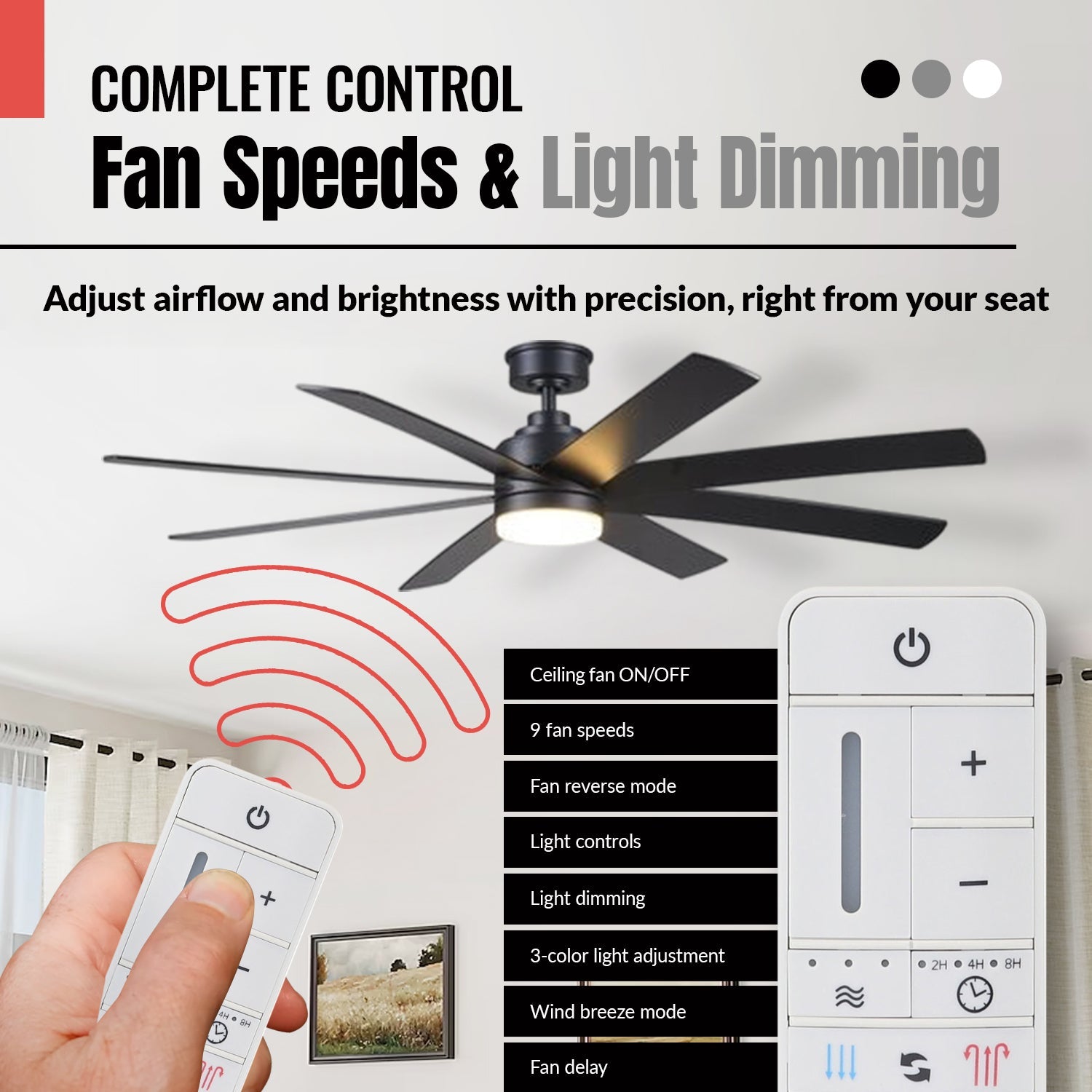 Anderic MR205A-D / TR198B Replacement Ceiling Fan Remote Control Kit for Marlon Home Decorators Collection and others - MR205A-D / RRTR198B