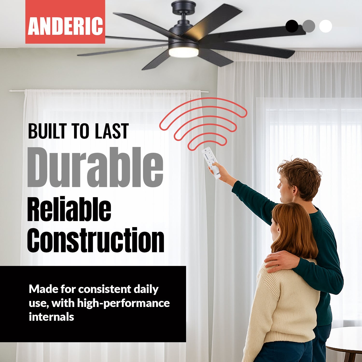 Anderic MR205A-D / TR198B Replacement Ceiling Fan Remote Control Kit for Marlon Home Decorators Collection and others - MR205A-D / RRTR198B