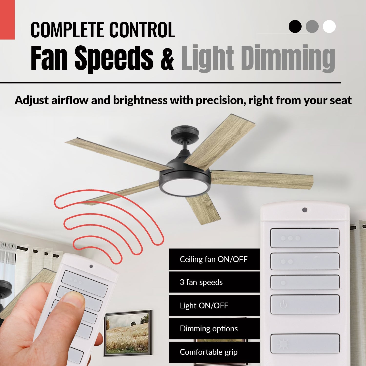 Anderic RRTX001R Replacement Ceiling Fan Remote Control for Harbor Breeze A25-TX001-R1 / A25-TX005-R