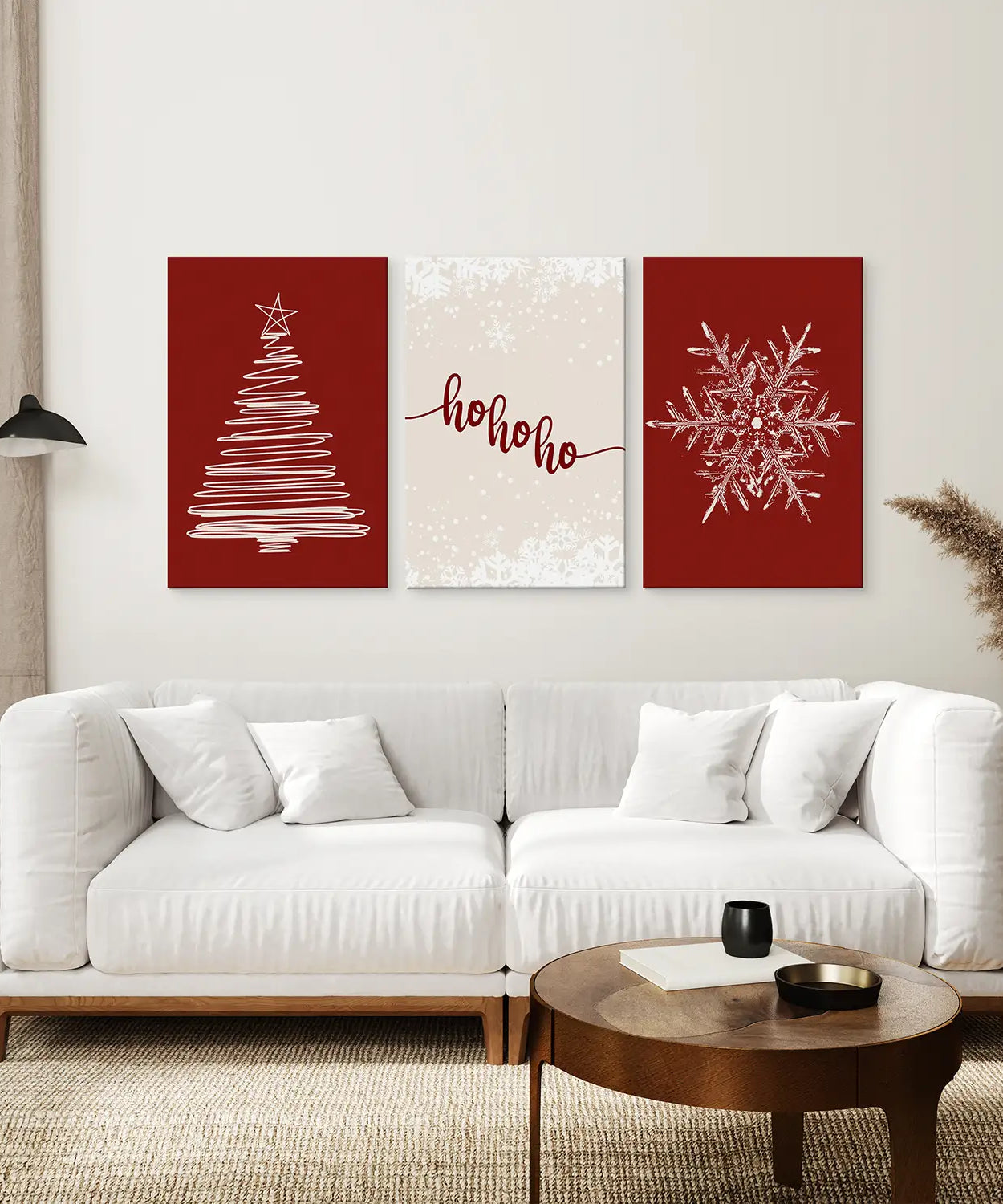 Rotes Weihnachts-Set Weihnachtsbaum Schneeflocken Kunstposter