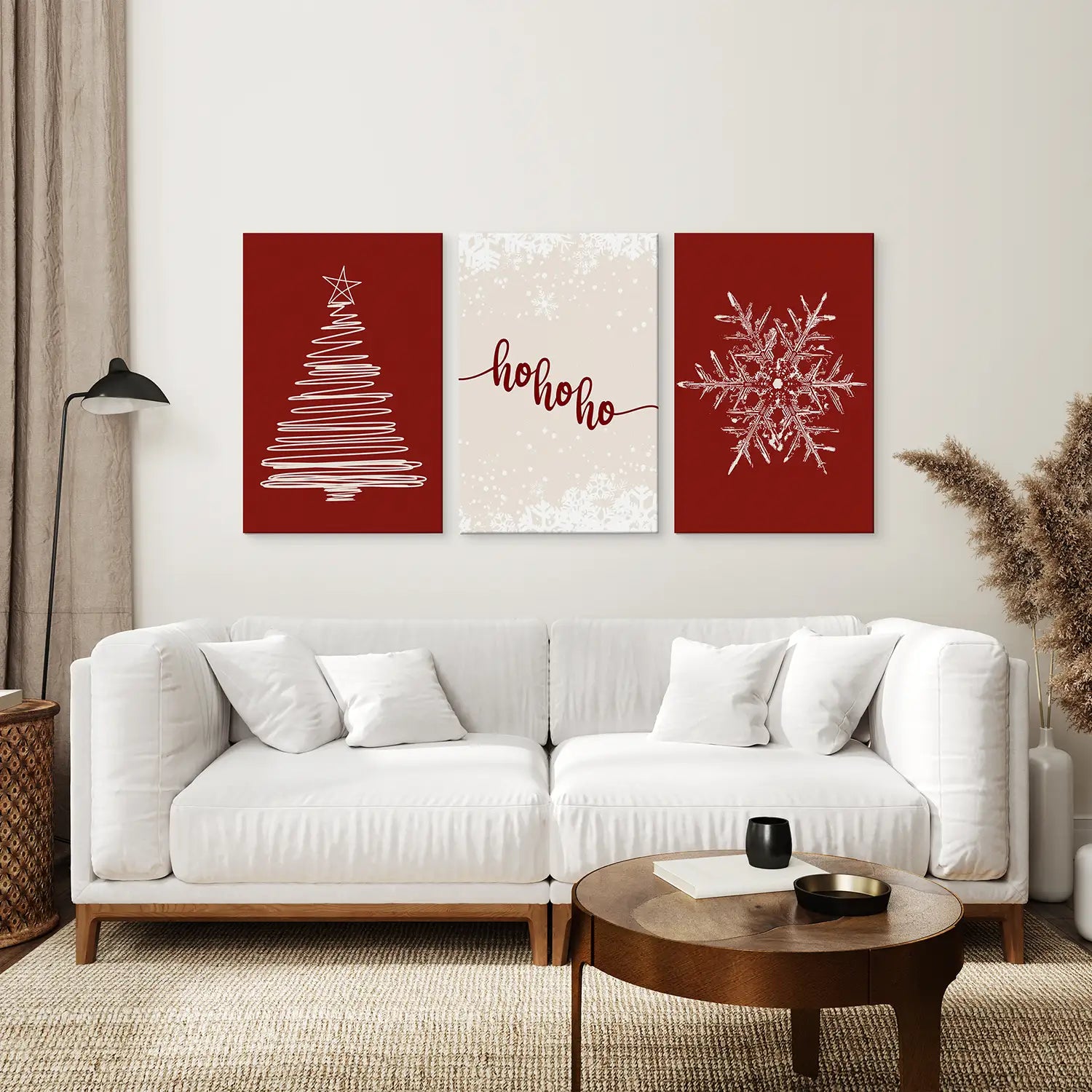 Rotes Weihnachts-Set Weihnachtsbaum Schneeflocken Kunstposter