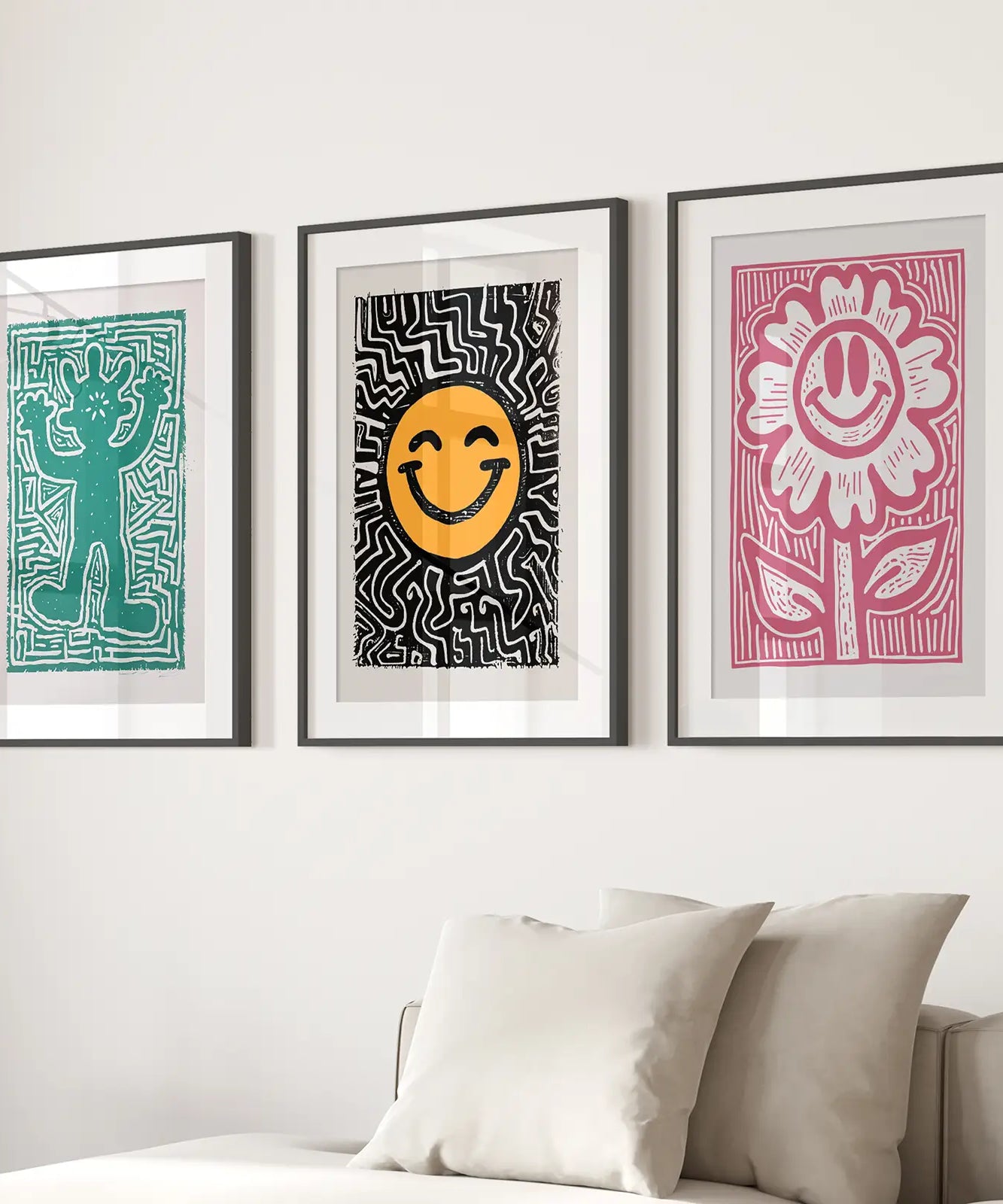 Ausgefallene Wandkunst. Hippes Poster. Trendiges Deko-Set