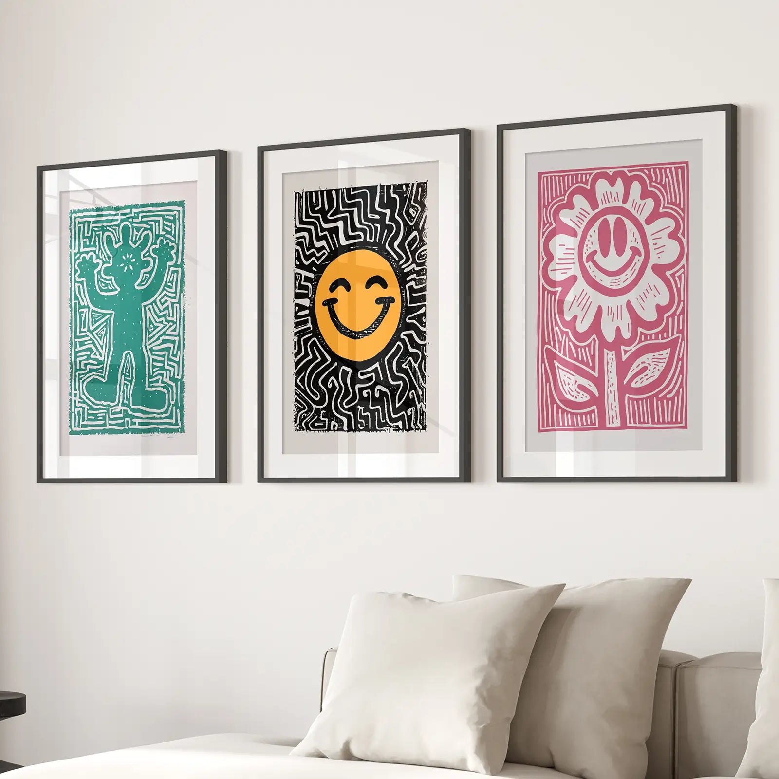 Ausgefallene Wandkunst. Hippes Poster. Trendiges Deko-Set