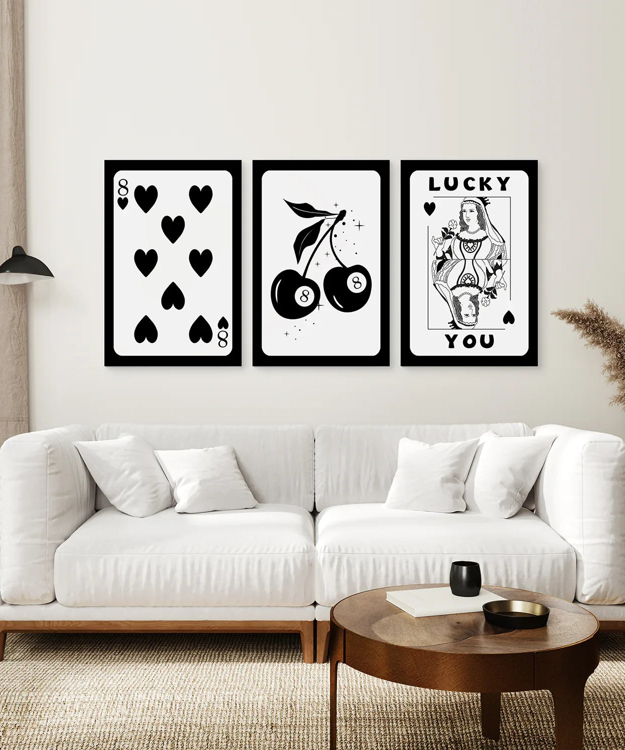 Schwarze und weiße 8-Ball Kirsch-Kunstdrucke (3er-Set)