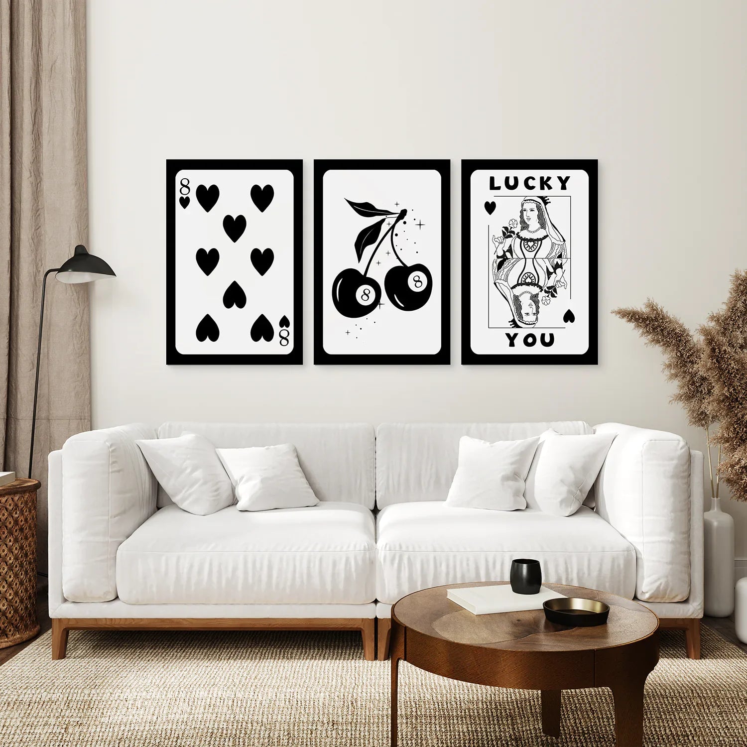 Schwarze und weiße 8-Ball Kirsch-Kunstdrucke (3er-Set)