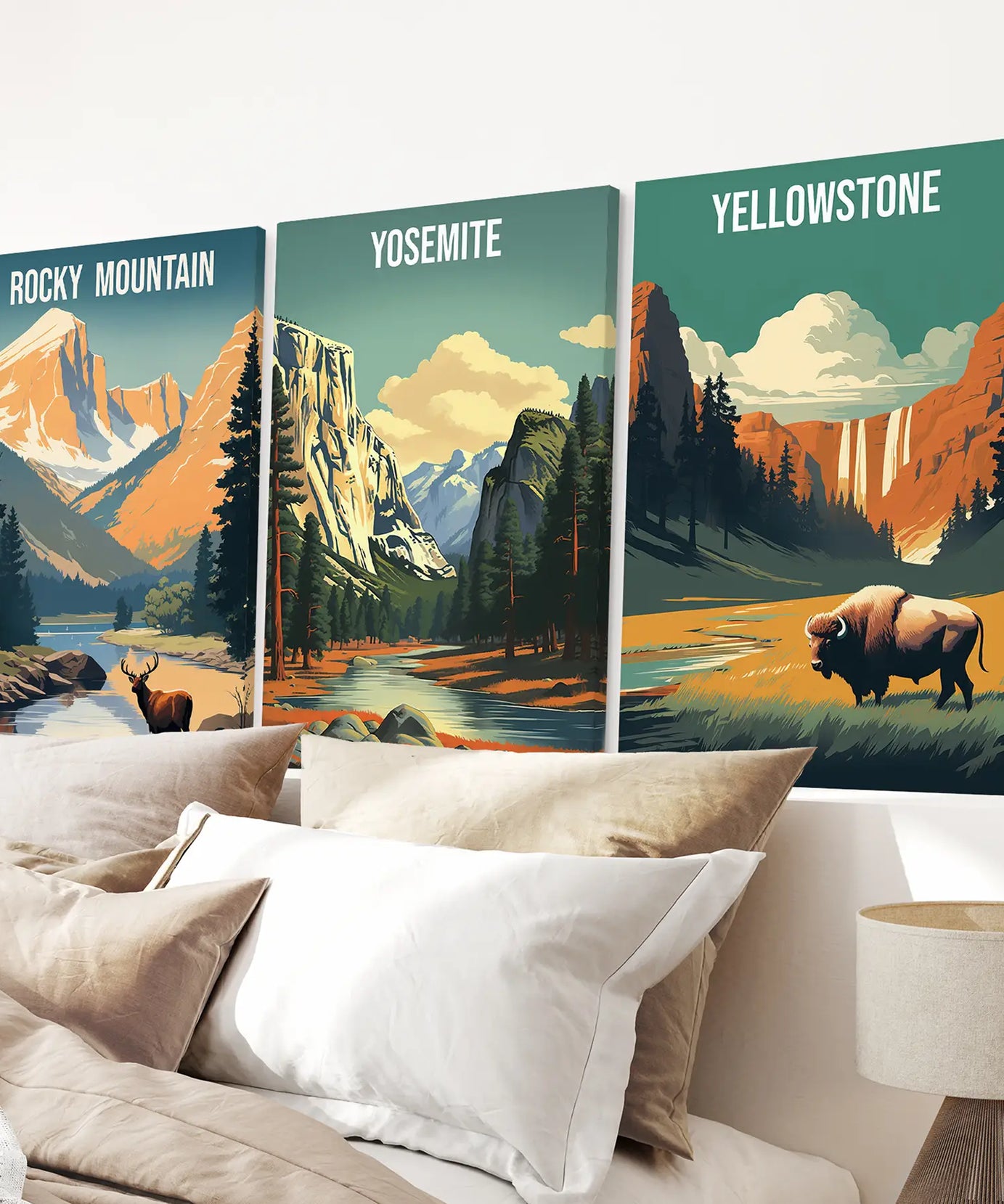 Rocky Mountain, Yosemite, Yellowstone. Nationalpark Wandkunst